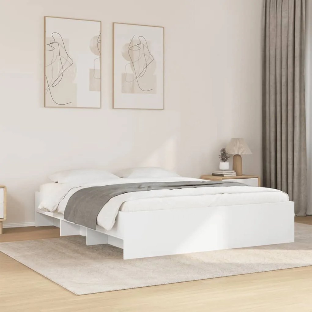 Estrutura de cama 150x200 cm derivados de madeira branco