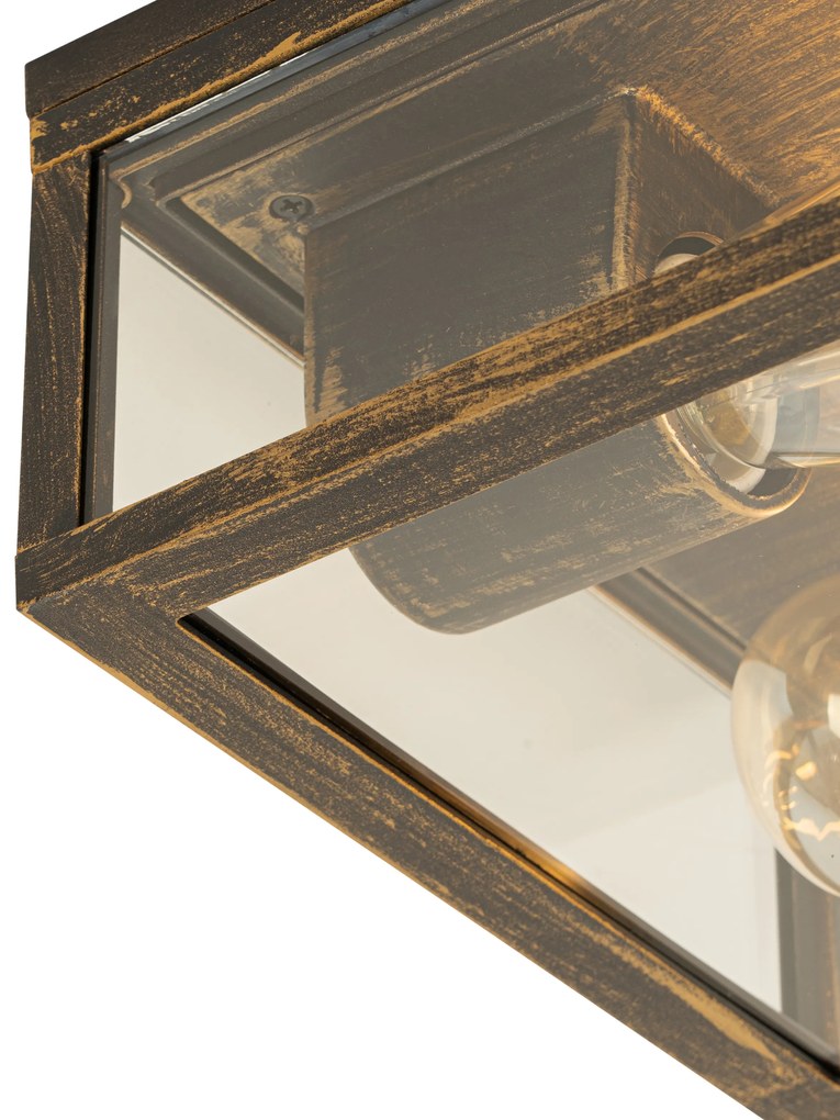 Candeeiro de teto vintage ouro antigo IP44 2 luzes - Charlois