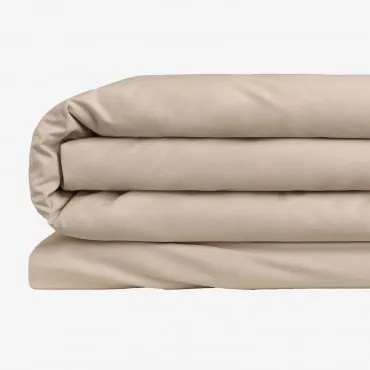 Capa De Edredão De Algodão Percal Lesia 180 Fios Tapioca Bege & Cama 150/160cm (240 X 220 Cm) - Sklum