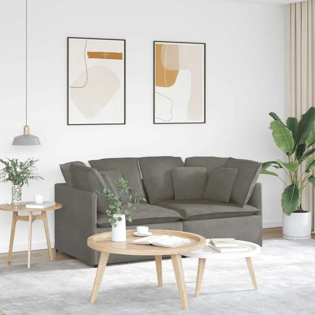 vidaXL Sofá modular com almofadas tecido corduroy cinzento-claro
