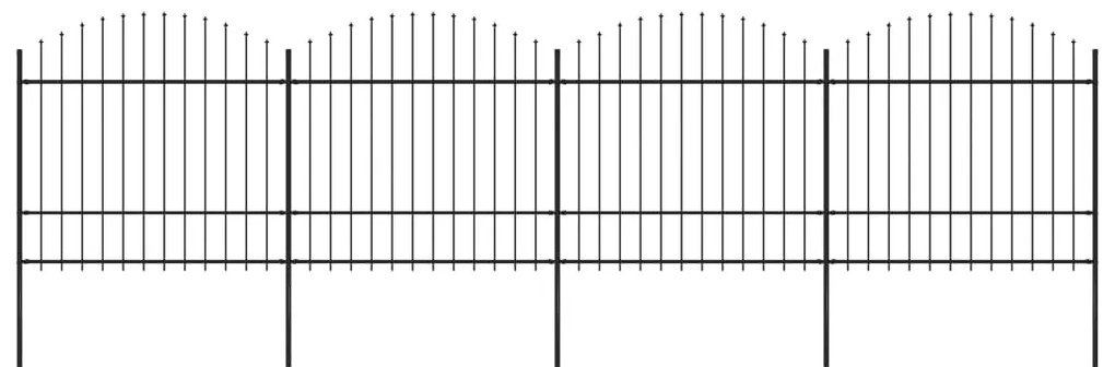 Cerca de jardim com topo em lanças (1,5-1,75)x6,8 m aço preto