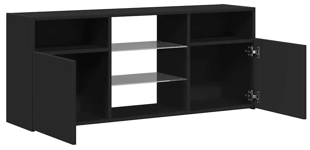 Móvel de TV com luzes LED 120x30x50 cm preto