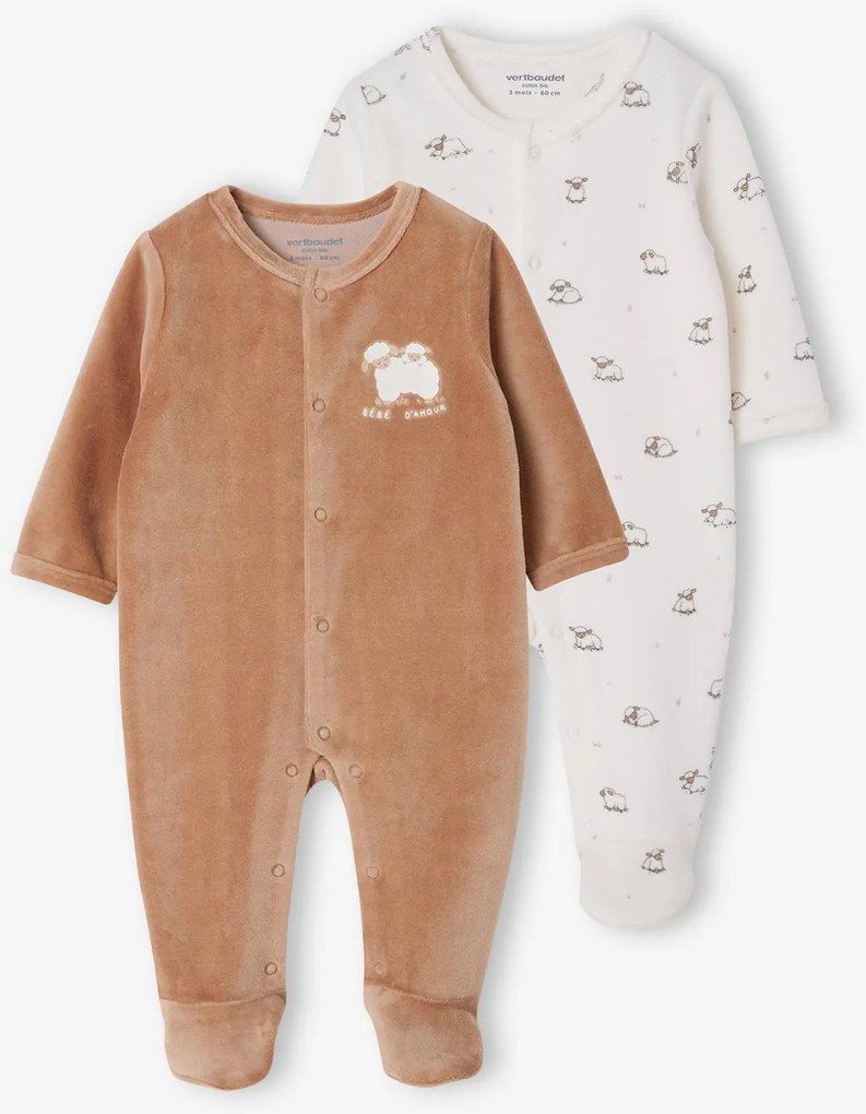 Lote de 2 babygrows VERTBAUDET para bebé cappuccino