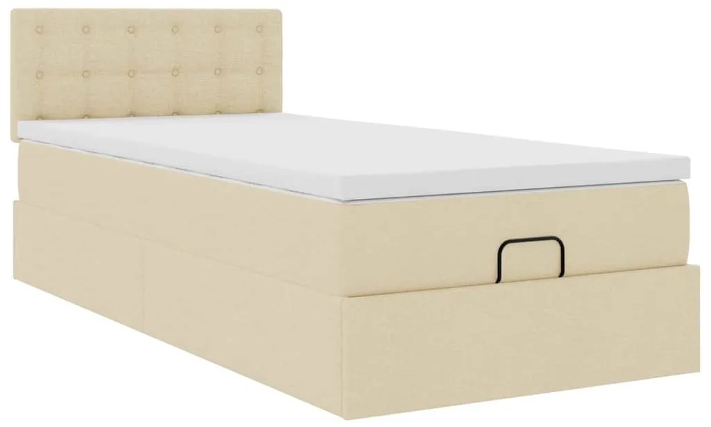 Cama otomana com colchão 100x200 cm tecido creme