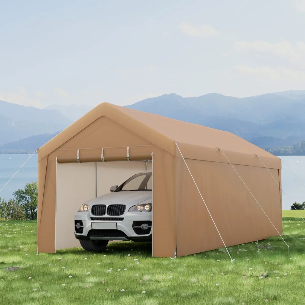 Tenda de jardim portátil para garagem carros, festas, jardim, eventos 301 x 600 cm com laterais amovíveis e porta exterior com fechadura Amarelo