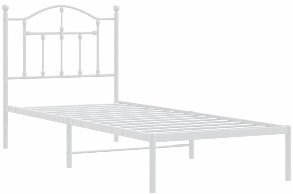 Estrutura de cama com cabeceira 90x190 cm metal branco