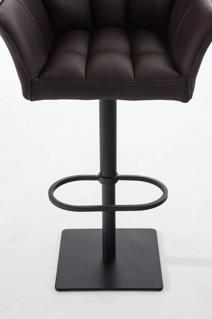 Banco de bar Damaso em couro sintético e estrutura preta 64 x 88-113 x 45 cm Castanho