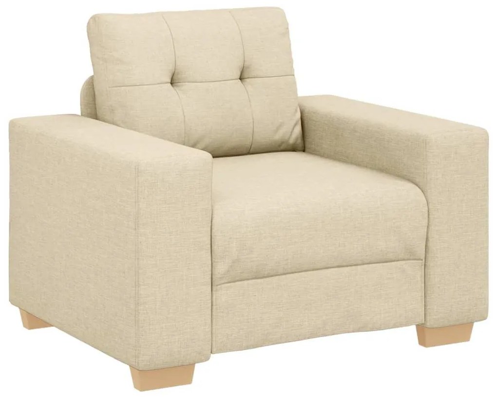 Conjunto de Sofá de 3 Peças com Almofadas em Tecido Creme