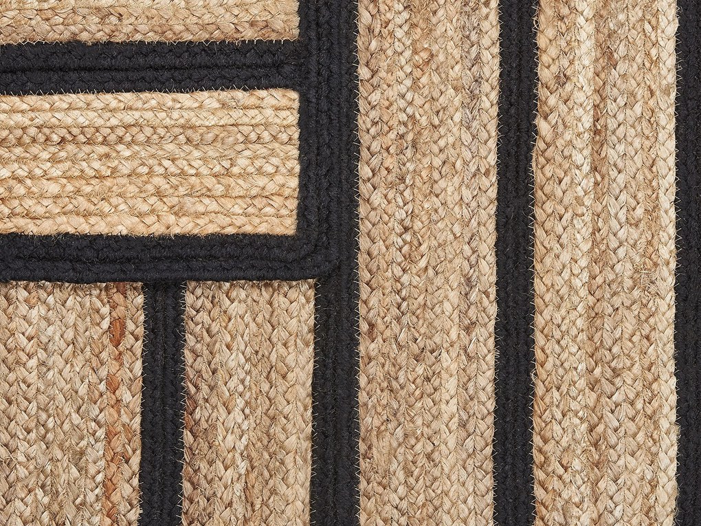 Tapete de juta preto e creme 140 x 200 cm KARADONA Beliani