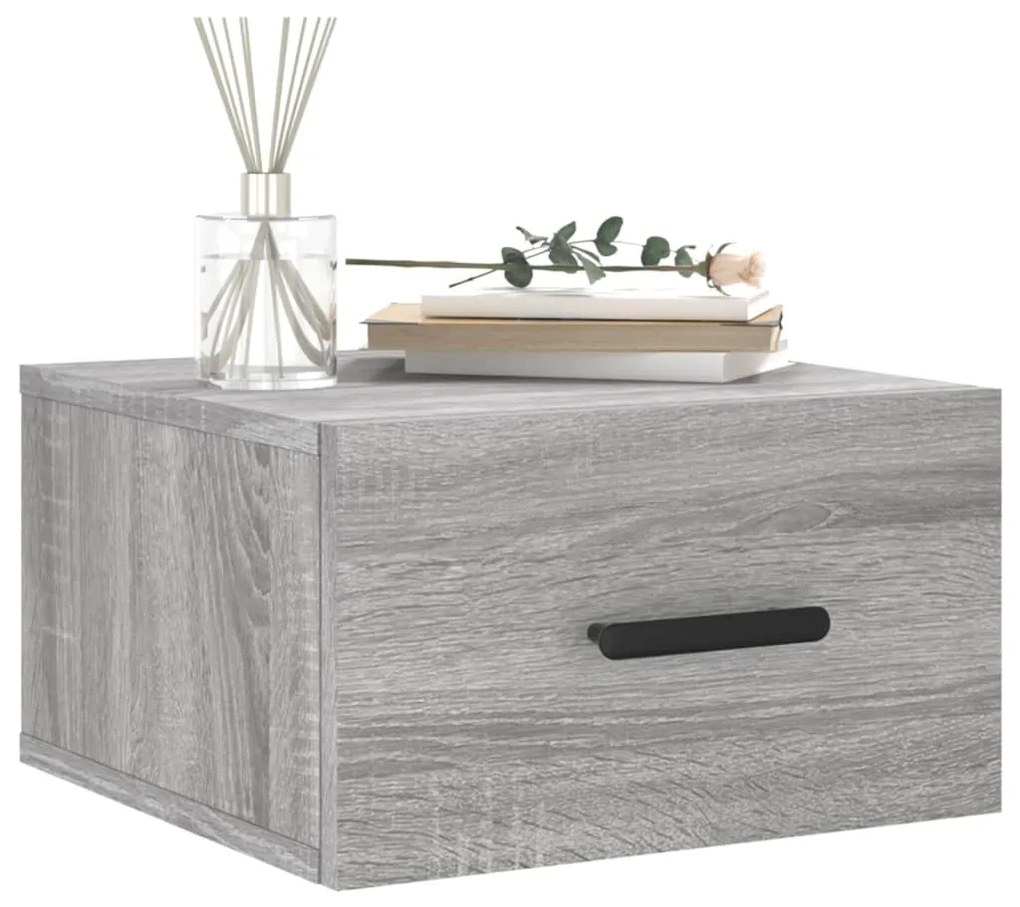 Mesas de cabeceira de parede 2 pcs 35x35x20 cm cinzento sonoma