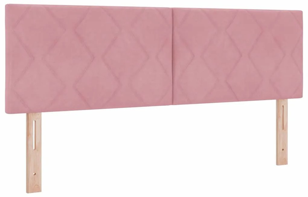 Cabeceira com design de bloco de diamante em rosa, 144cm, veludo