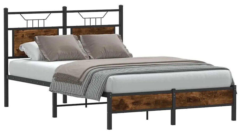 Estrutura cama s/ colchão derivados de madeira carvalho fumado