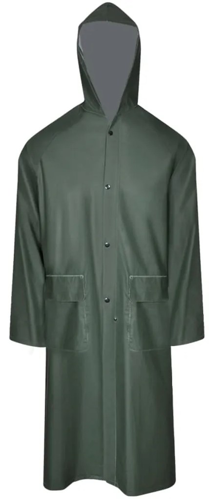 vidaXL Capa de chuva comprida resistente e impermeável + capuz verde M