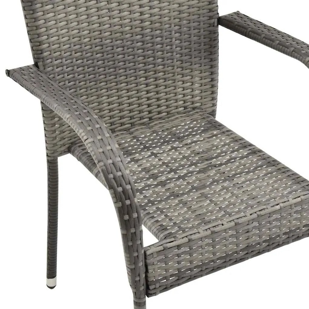 Cadeiras de exterior empilháveis 2 pcs vime PE cinzento