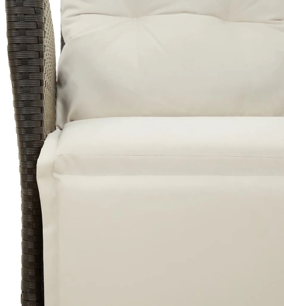 3 pcs conjunto de jantar p/ jardim c/ almofadões vime PE preto
