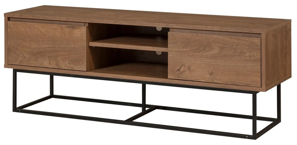 Conjunto de Móveis de Sala Laxus – Nogueira/Preto – TV: 140x50x40 cm,