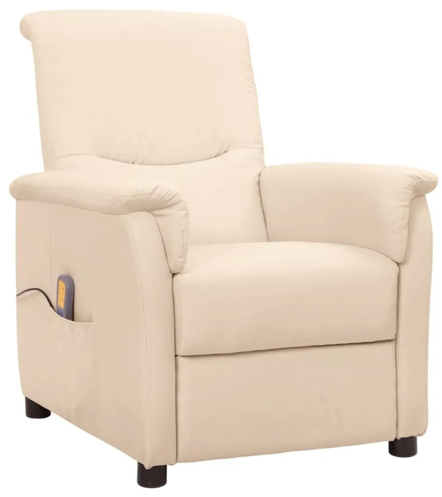 vidaXL Poltrona de massagens tecido cor creme