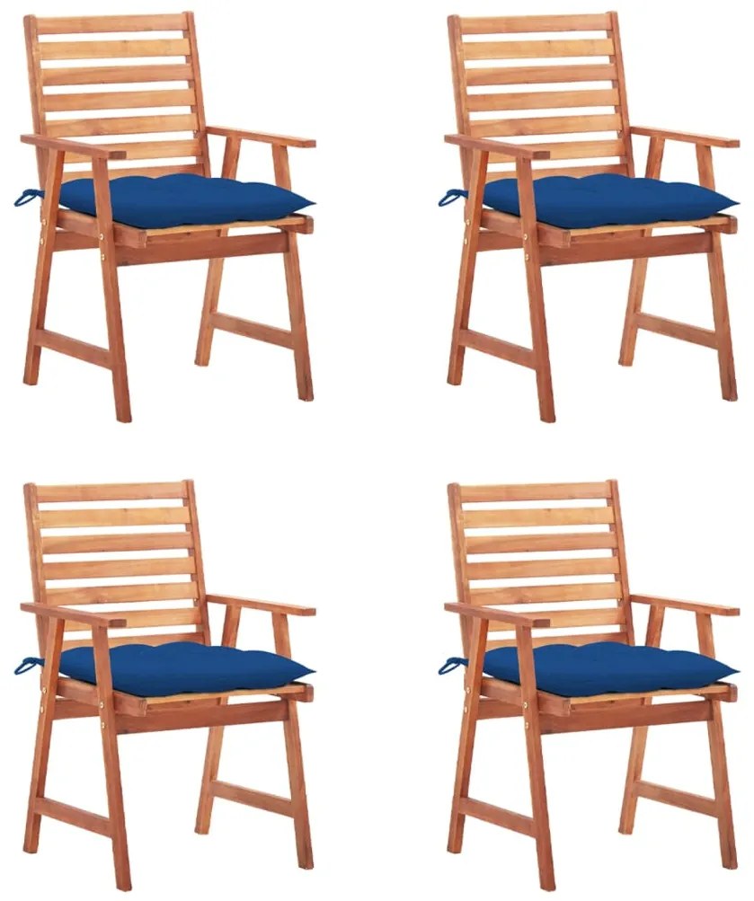 Cadeiras de jantar p/ jardim 4 pcs c/ almofadões acácia maciça
