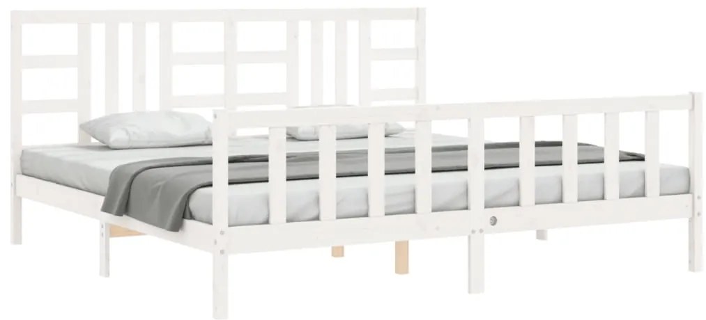 Cama sem colchão 200x200 cm madeira de pinho maciça branco
