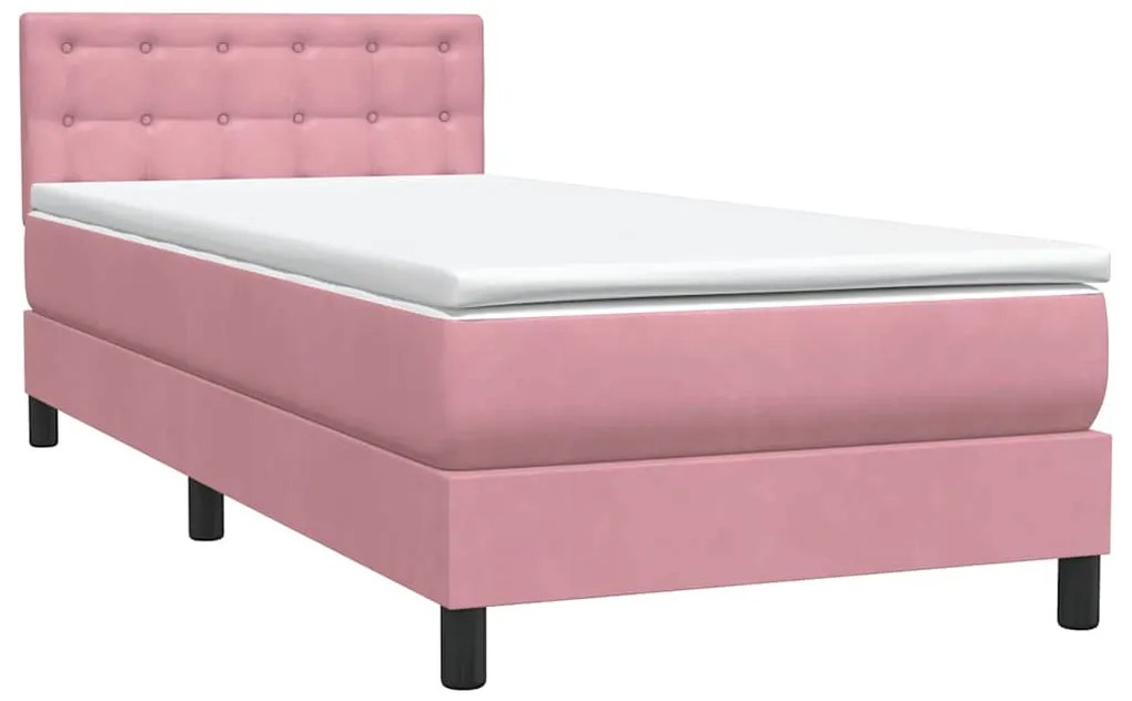 Cama com molas/colchão 80x220 cm veludo rosa