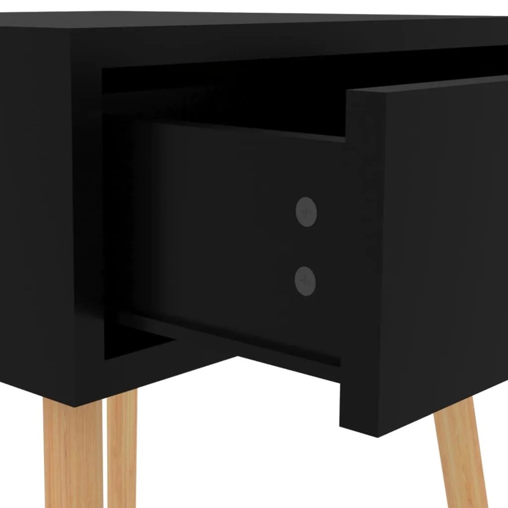 Mesa de cabeceira derivados de madeira preto brilhante