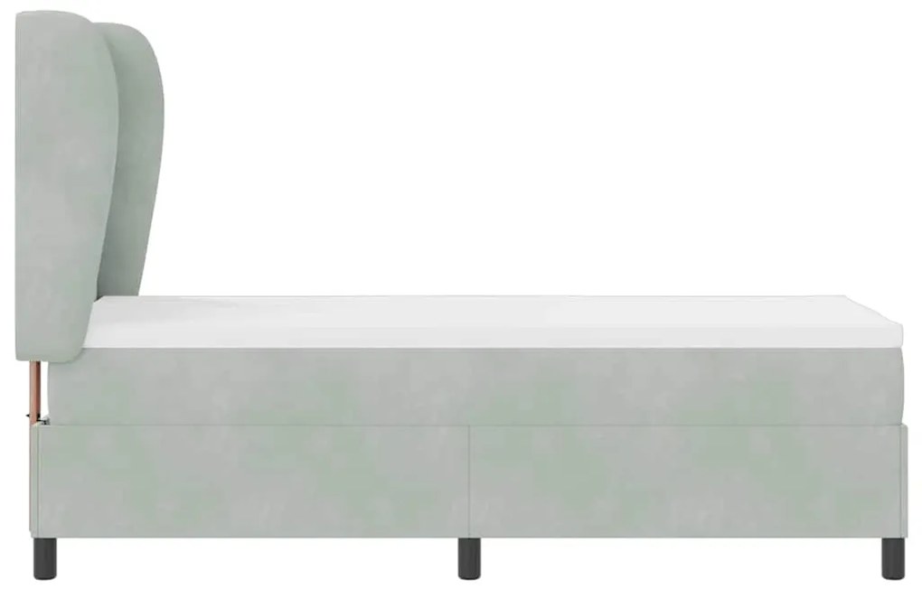 Cama com Estrado e Colchão Cinzento-claro 80x200 cm em Veludo