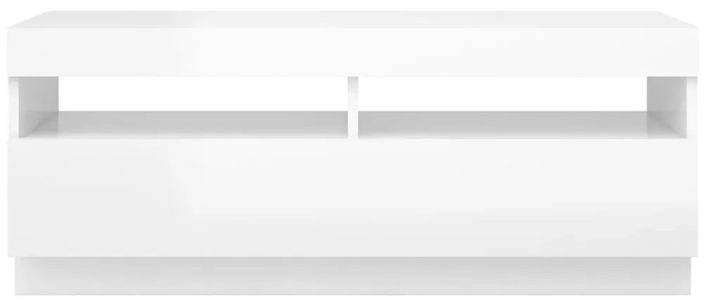 Móvel de TV com luzes LED 100x35x40 cm branco brilhante