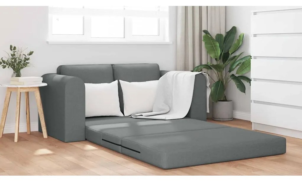 Sofá-camas 2 em 1 Cinza Escuro 148x71x83 cm Tecido
