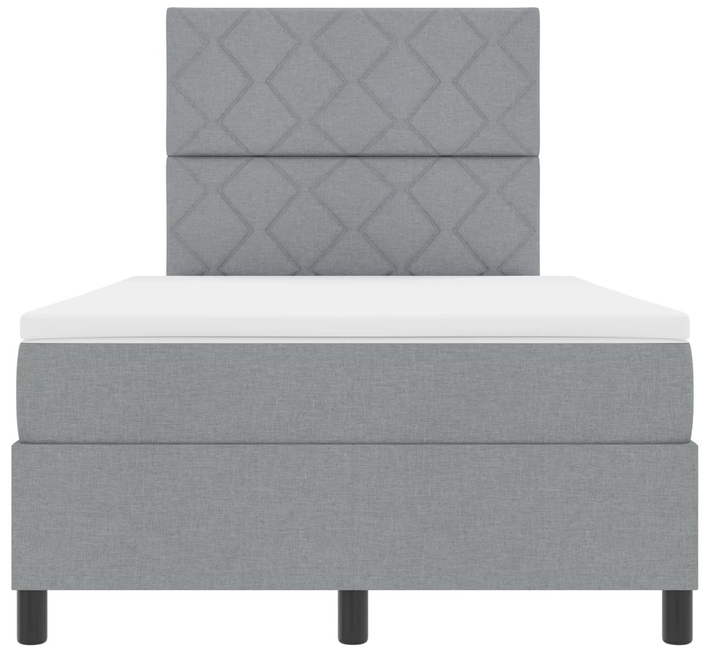 Cama Box Spring com Colchão Cinza Claro 120x200 cm Tecido