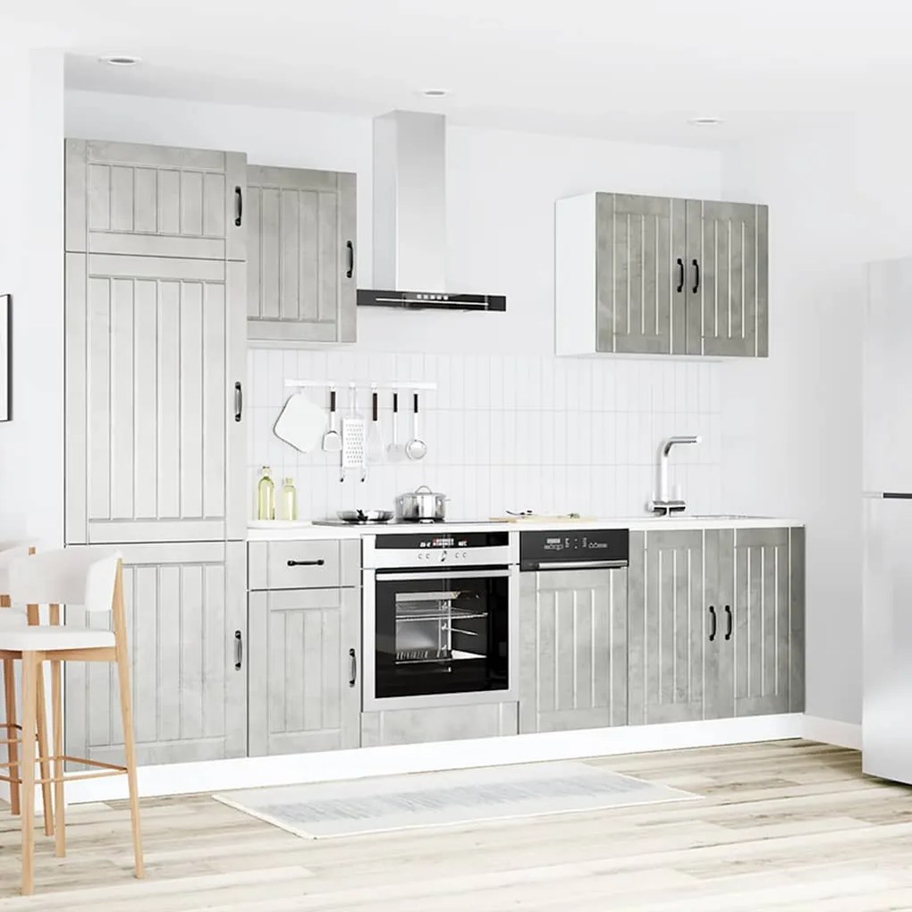 7 peças armário de cozinha conjunto Lucca cinzento cimento