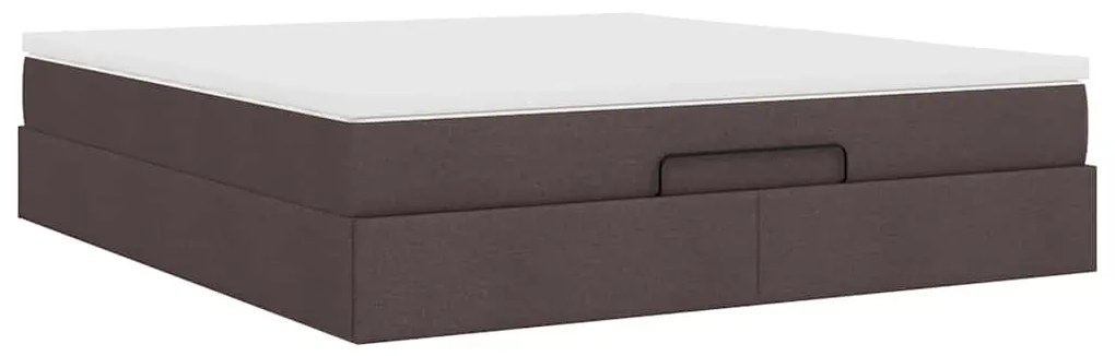 Estrutura de cama otomana com colchão 180x200cm castanho escuro