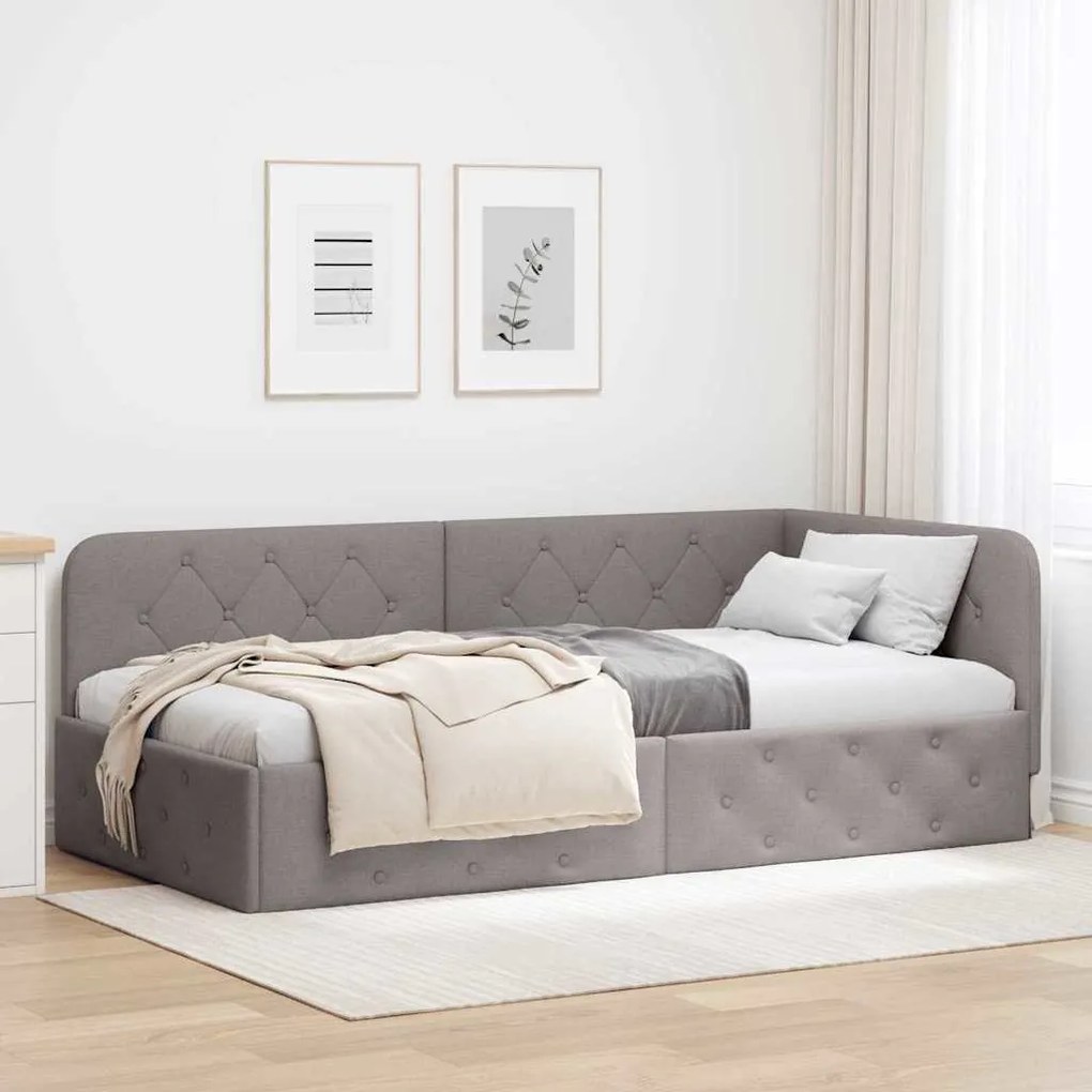 vidaXL Estrutura de Cama de Canto Cinzento-acastanhado 90 x 200 cm