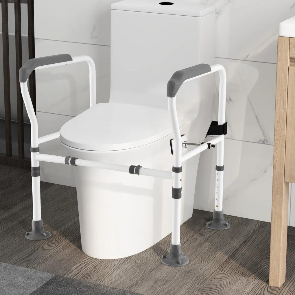 Apoio para braços Sanita para idosos e para pessoas com deficiência com altura e largura ajustáveis e correia fixa cinzento