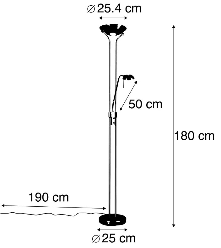 Candeeiro de pé preto dimmer flexo LED - DIVA 2 Moderno