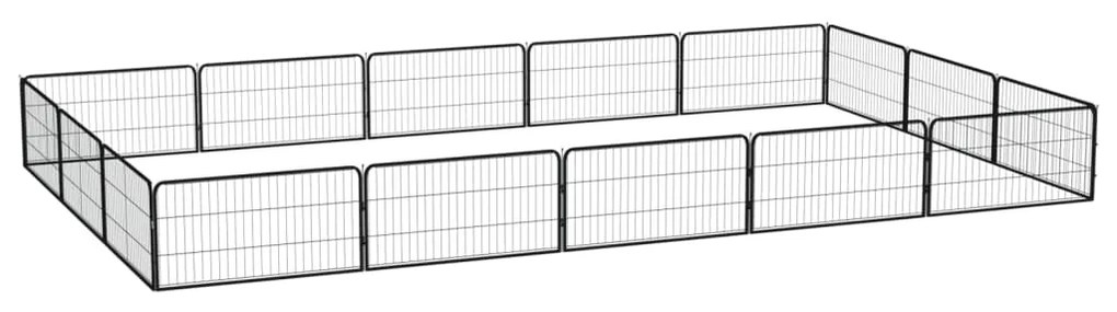 vidaXL Parque p/ cães c/ 16 painéis 100x50 cm aço revestido a pó preto