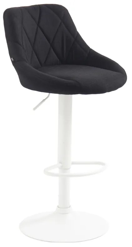 Banco de bar Lazio em tecido e com estrutura branca 46 x 83-104 x 49 cm Preto