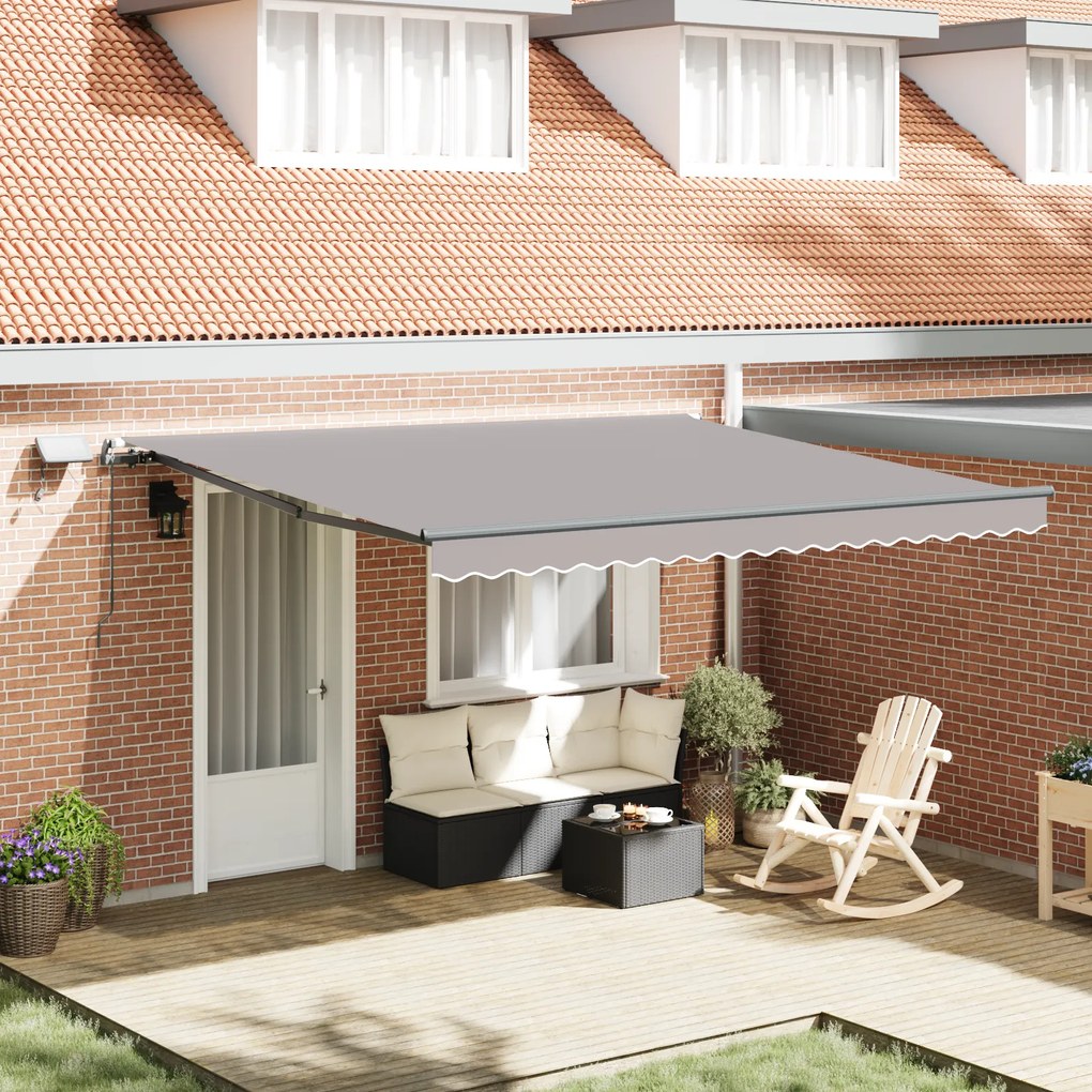 vidaXL Toldo Retrátil Manual com LED Cinza Claro 400x300 cm