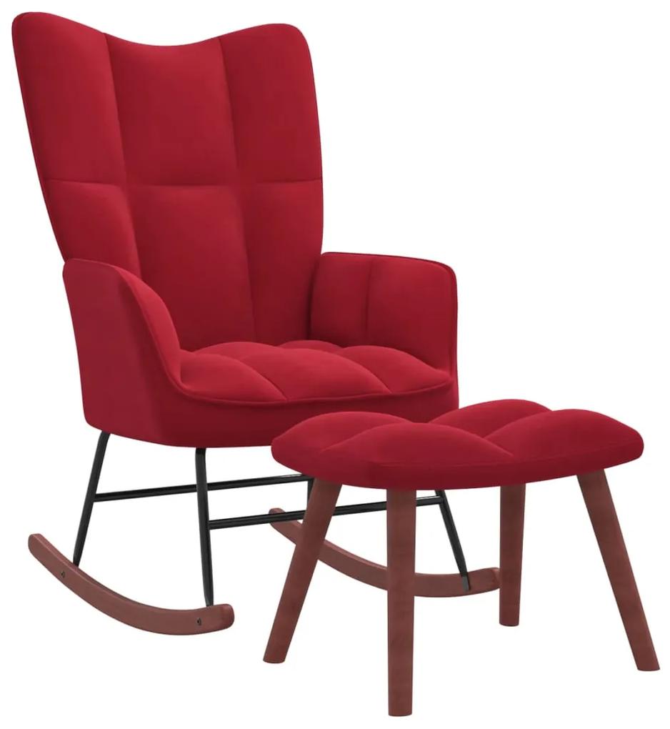 328155 vidaXL Cadeira de baloiço com banco veludo vermelho tinto
