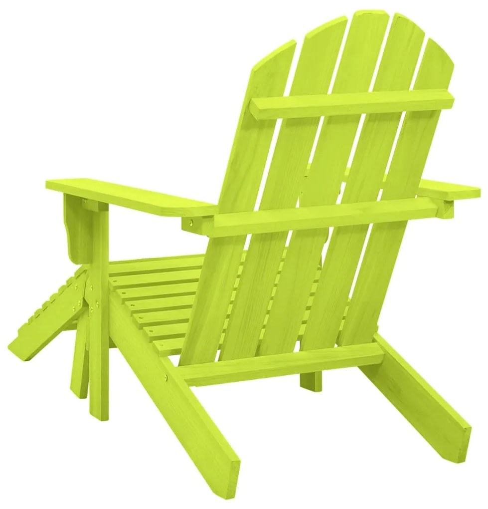 Cadeira Adirondack para jardim com otomano abeto maciço verde