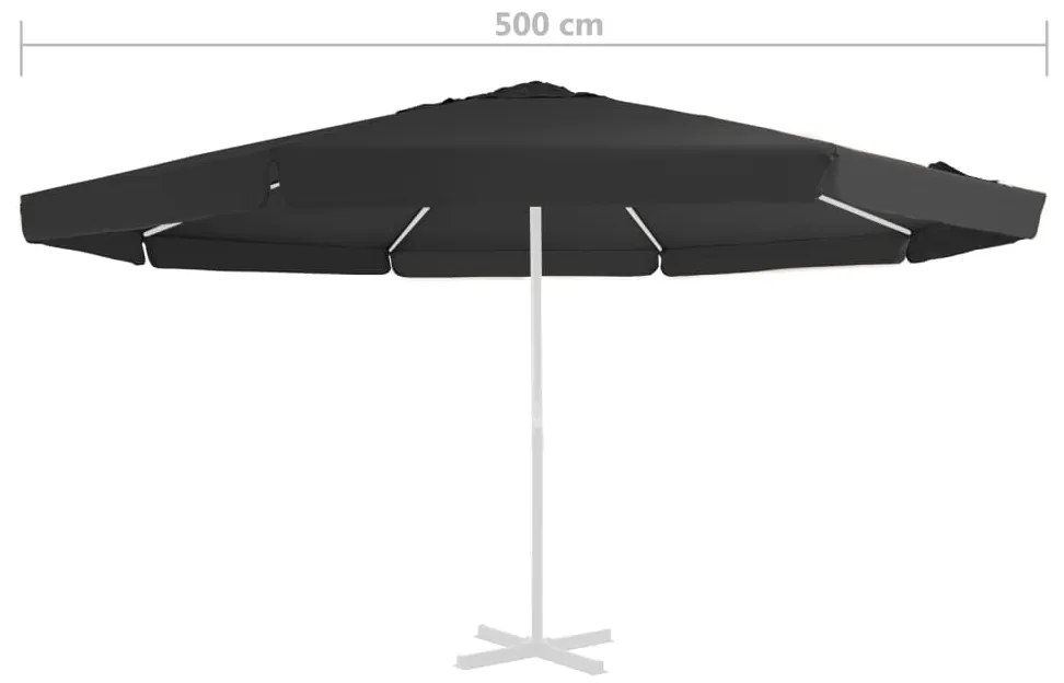 Tecido de substituição p/ guarda-sol exterior 500 cm preto
