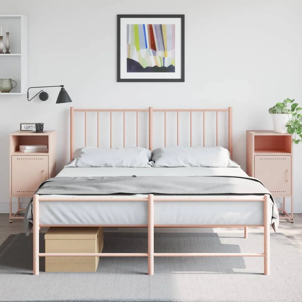 vidaXL Mesas de cabeceira 2 pcs 36x39x78 cm aço rosa