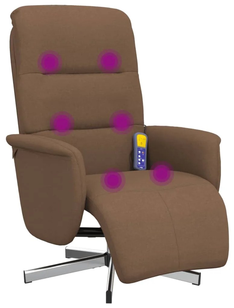Cadeira de massagens reclinável c/ apoio de pés tecido castanho