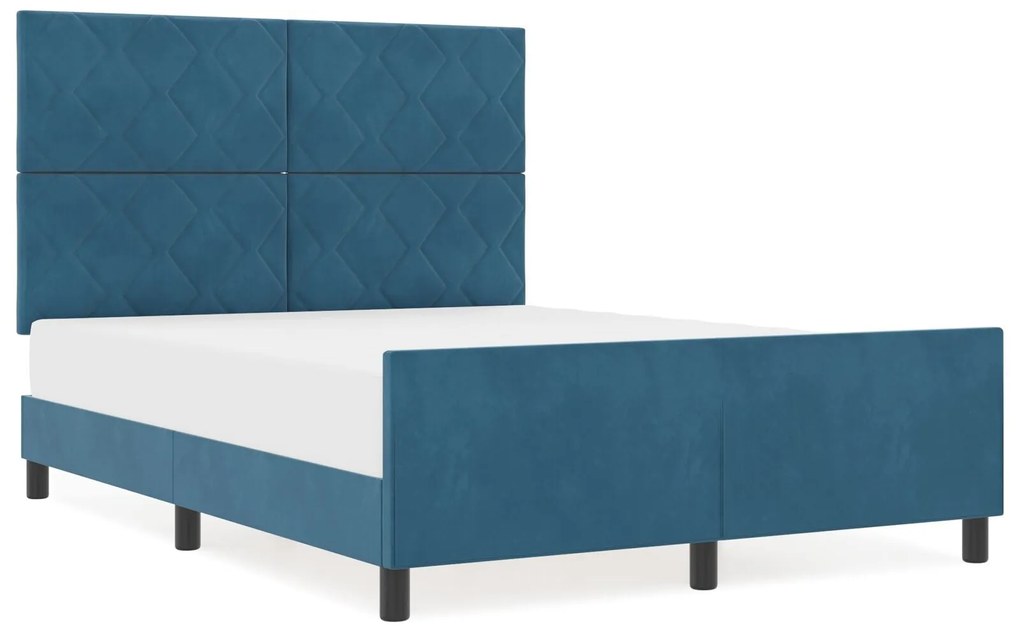 Cama vidaXL Azul Escuro 140x190 cm Veludo