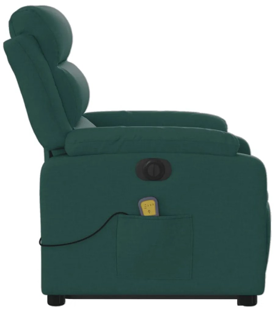 Poltrona elétrica elevatória massagens tecido verde-escuro
