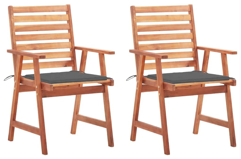 vidaXL Cadeiras de jantar p/ jardim 2 pcs c/ almofadões acácia maciça
