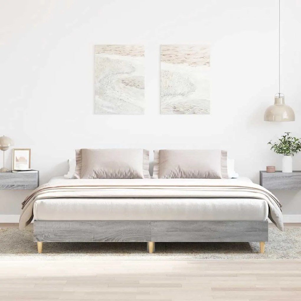 Estrutura de cama sem colchão 200x200 cm cinzento sonoma
