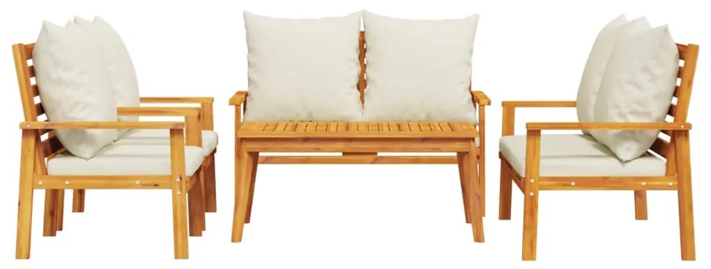 5 pcs conjunto lounge de jardim c/ almofadões acácia maciça