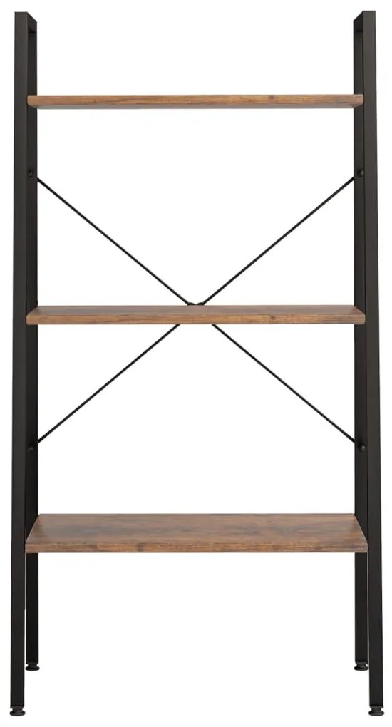 Estante de pé 3 prateleiras 56x35x108 cm castanho-escuro/preto