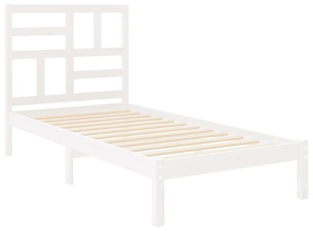 Estrutura de cama solteiro 90x190 cm madeira maciça branco