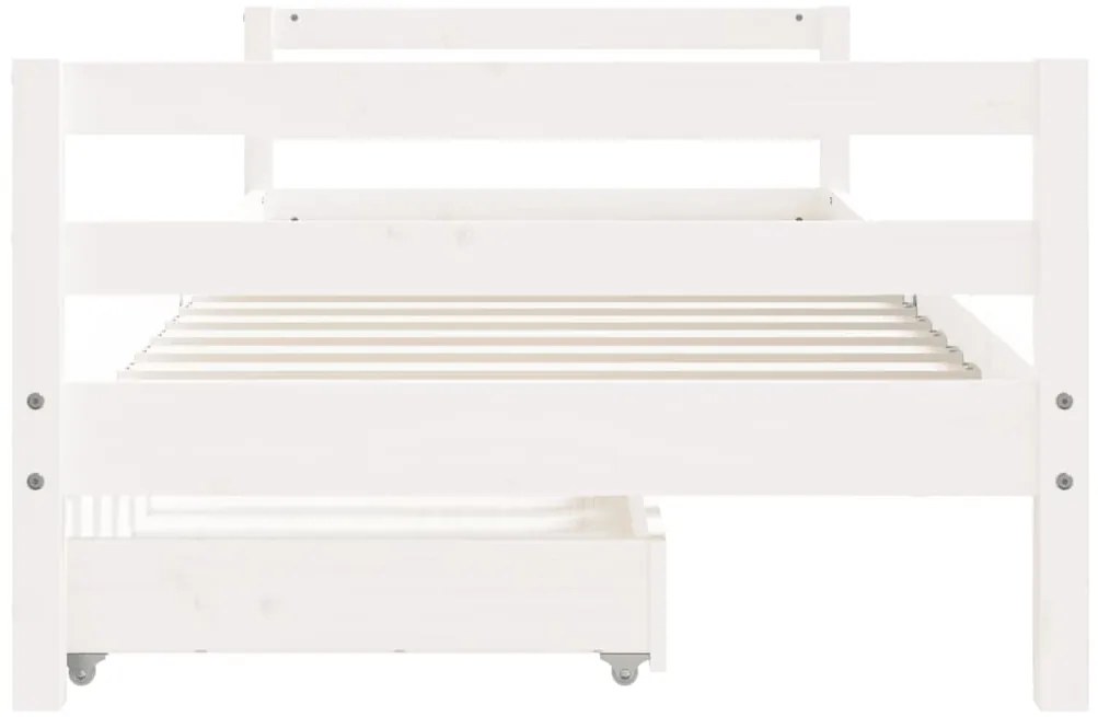 Estrutura cama infantil c/ gavetas 90x200cm pinho maciço branco